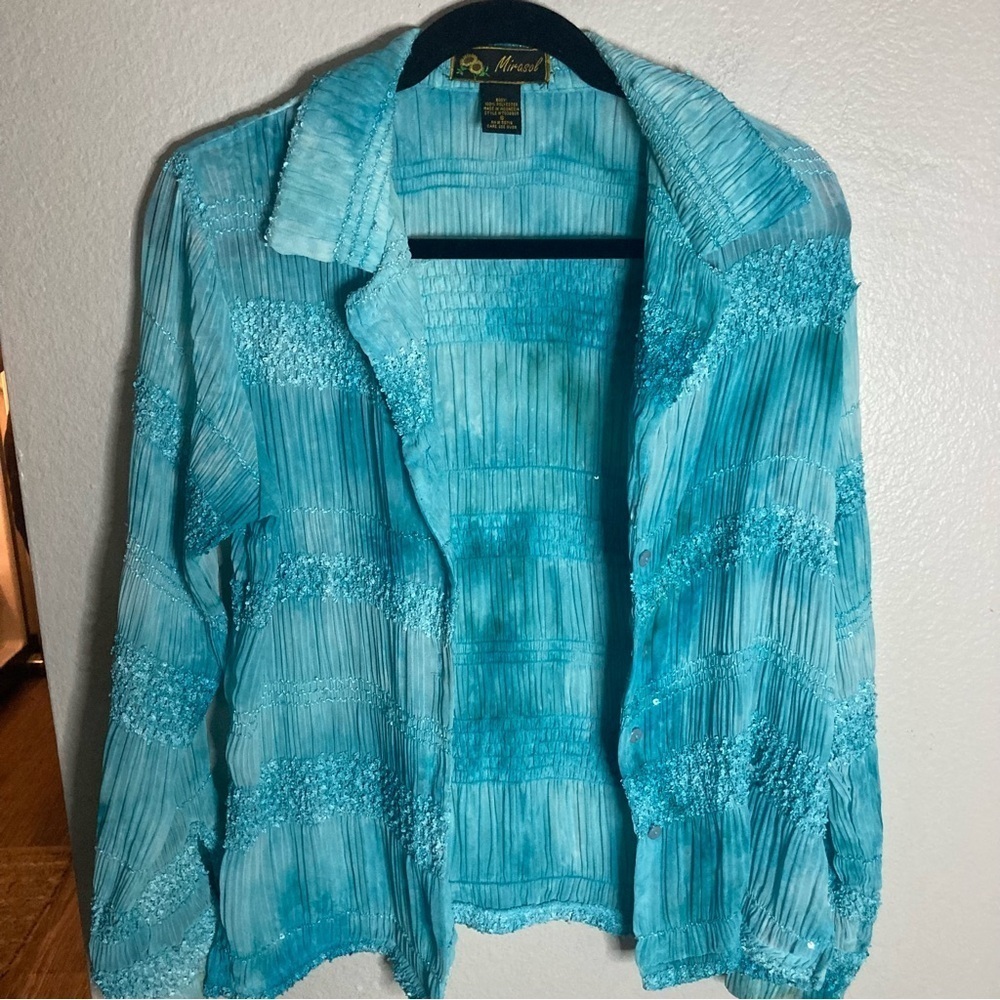 Vintage Y2K Fairy Watercolor Button Down Blouse Size Small